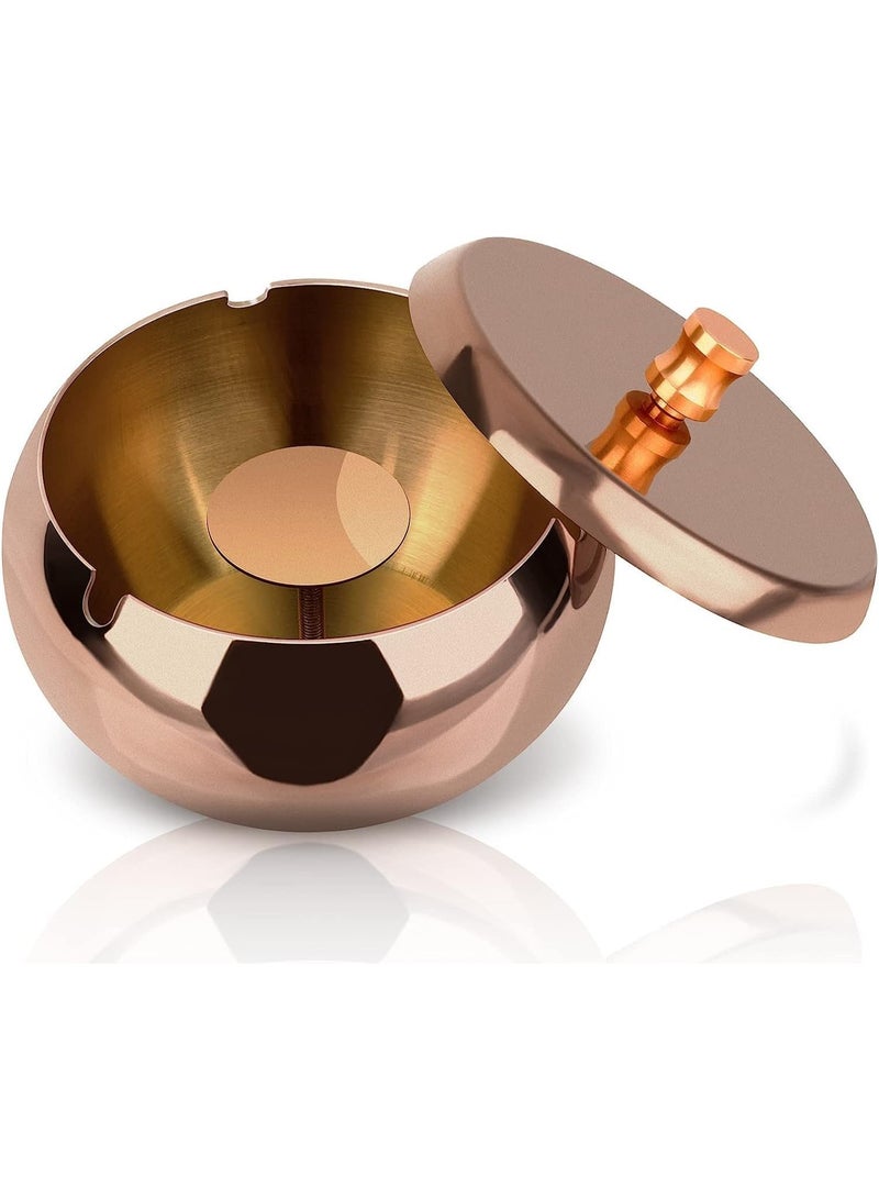 Ashtray with Lid for Cigarette, Smokeless Odorless Windproof Stainless Steel Ashtrays for Home Office Patio Balcony Indoor Outdoor Desktop Ash Tray - Image 1